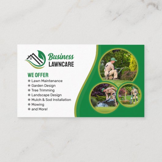 Groene Lawncare Landscaping Tuin Lawn Care Maaien Visitekaartje (Achterkant)