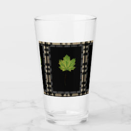 GROENE LEAF OP ZWART GLAS