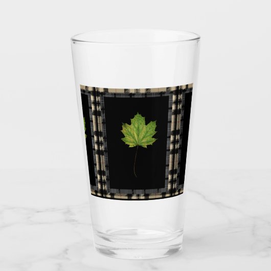GROENE LEAF OP ZWART GLAS (Voorkant)
