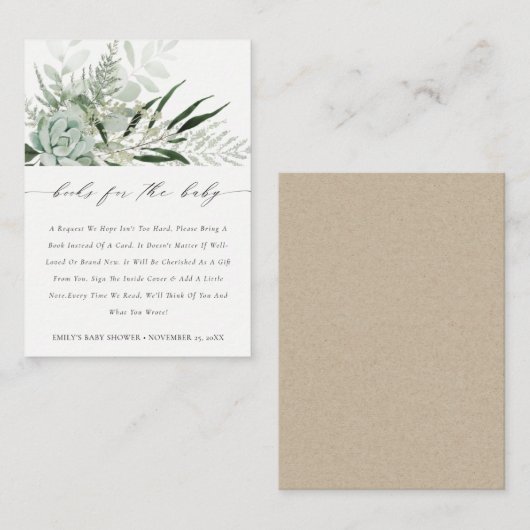 Groene leafy fern Succulente Boeken voor Baby show Informatiekaartje (Voorkant / Achterkant)