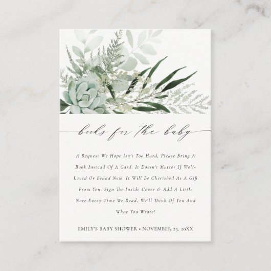 Groene leafy fern Succulente Boeken voor Baby show Informatiekaartje (Voorkant)