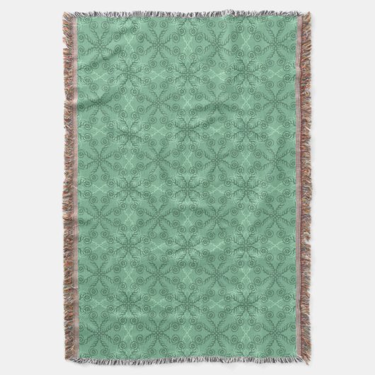  groene leafy Scrollwork Throw Blanket Deken (Voorkant Verticaal)