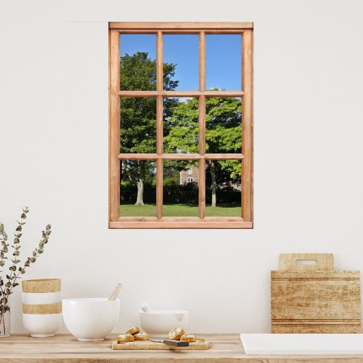 Groene Leafy Trees en het Uitzicht van de Katoen v Poster (Keuken)