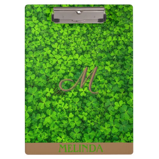 Groene leder met monogram klembord (Voorkant)