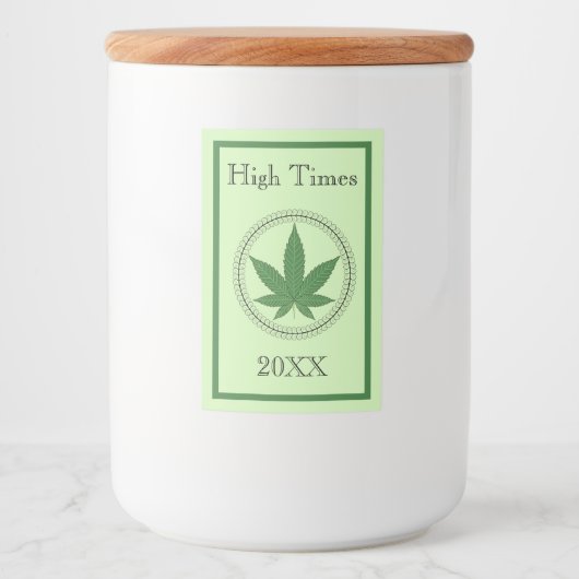 Groene leder met onkruideniersbuis - Aangepaste st Voedselcontainer Etiket (Voorkant)