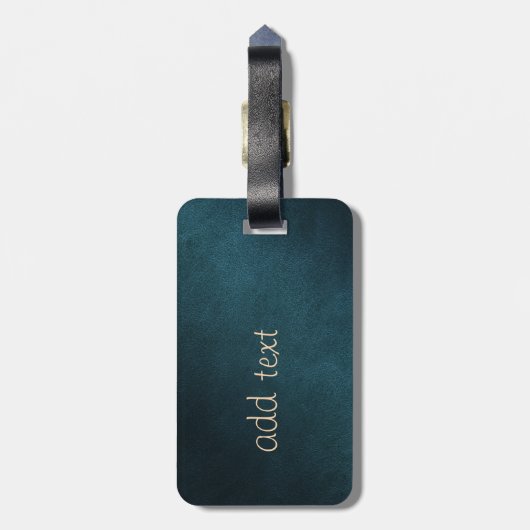 Groene lederen blik van het tijgerhoofd bagagelabel (Achterkant verticaal)