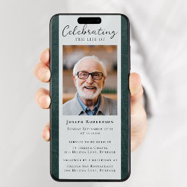 Groene Lederen Foto Begrafenis Digitale Editie Kaart