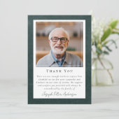 Groene Lederen Foto Keepsake Funeral Memorial Bedankkaart (Staand voorkant)