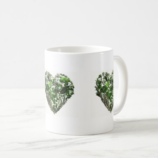 Groene lederen harten koffiemok (Voorkant rechts)