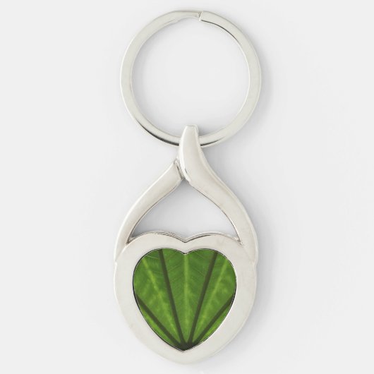 Groene lederen hartketting sleutelhanger (Voorkant)