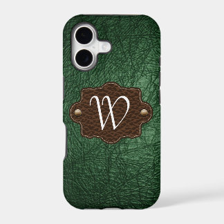 Groene lederen look monogram iPhone 5