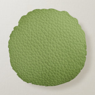 Groene Lederen Look Print Ronde Kussen