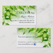 Groene lederen Spa Skin Care Massage Salon Afsprakenkaartje (Voorkant / Achterkant)