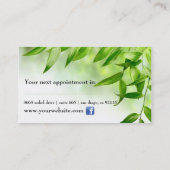 Groene lederen Spa Skin Care Massage Salon Afsprakenkaartje (Achterkant)