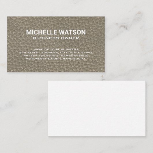 Groene leerstructuur visitekaartje (Voorkant / Achterkant)