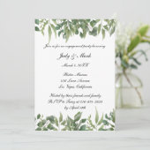 Groene leest Greenery Foliage Engagement Party Kaart (Staand voorkant)