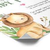 Groene Leeuw Baby Shower Raad het babyvoedsel Poster (Hoek)