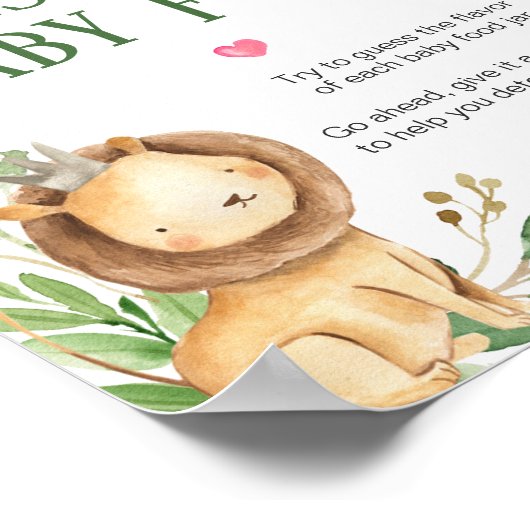 Groene Leeuw Baby Shower Raad het babyvoedsel Poster (Hoek)