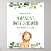 Groene Leeuw Baby Shower Welkom Bord Poster (Voorkant)