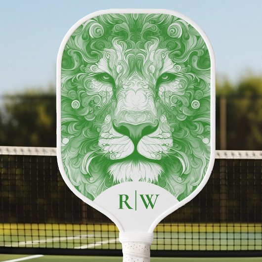 Groene Leeuw geïllustreerd Pickleball Paddle