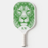 Groene Leeuw geïllustreerd Pickleball Paddle (Achterkant)