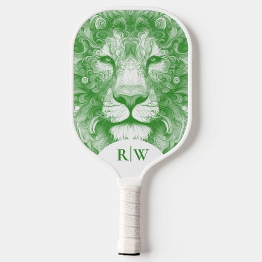 Groene Leeuw geïllustreerd Pickleball Paddle (Achterkant)