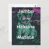 Groene leeuw met roze bril "Hakuna Matata" Art Briefkaart (Voorkant / Achterkant)