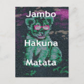 Groene leeuw met roze bril "Hakuna Matata" Art Briefkaart (Voorkant)