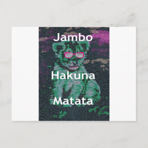 Groene leeuw met roze bril "Hakuna Matata" Art Briefkaart