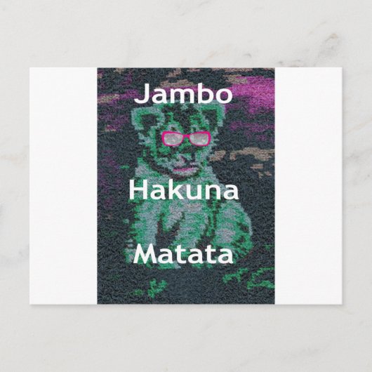 Groene leeuw met roze bril "Hakuna Matata" Art Briefkaart (Voorkant)
