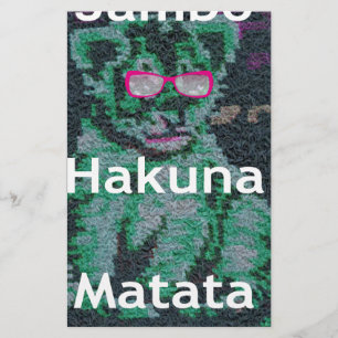 Groene leeuw met roze bril "Hakuna Matata" Art Briefpapier