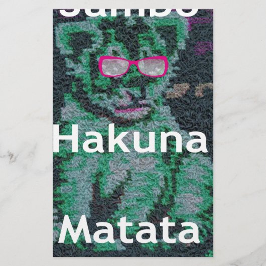Groene leeuw met roze bril "Hakuna Matata" Art Briefpapier (Voorkant)