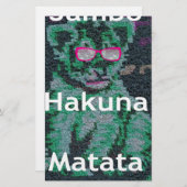 Groene leeuw met roze bril "Hakuna Matata" Art Briefpapier (Voorkant / Achterkant)