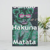 Groene leeuw met roze bril "Hakuna Matata" Art Briefpapier (Staand voorkant)