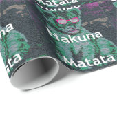 Groene leeuw met roze bril "Hakuna Matata" Art Cadeaupapier (Rol Hoek)
