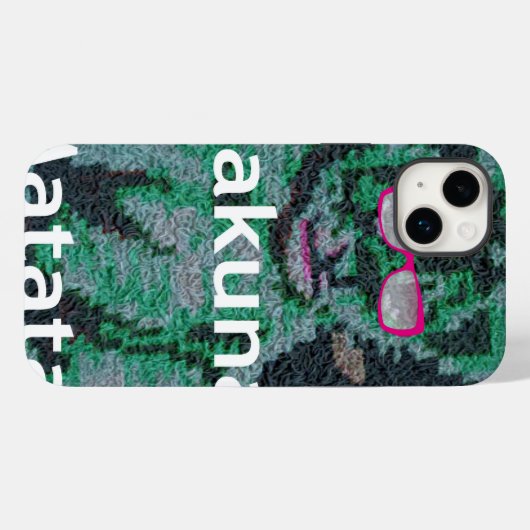 Groene leeuw met roze bril "Hakuna Matata" Art Case-Mate iPhone Case (Achterkant (horizontaal))