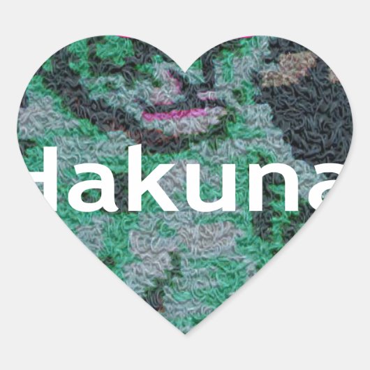 Groene leeuw met roze bril "Hakuna Matata" Art Hart Sticker (Voorkant)