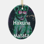 Groene leeuw met roze bril "Hakuna Matata" Art Keramisch Ornament (Rechts)