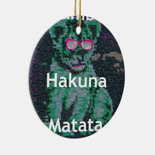 Groene leeuw met roze bril "Hakuna Matata" Art Keramisch Ornament (Rechts)