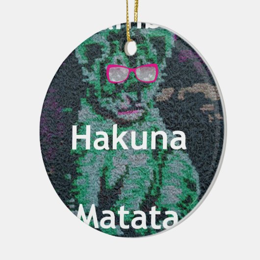 Groene leeuw met roze bril "Hakuna Matata" Art Keramisch Ornament (Links)