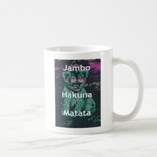 Groene leeuw met roze bril "Hakuna Matata" Art Koffiemok (Rechts)