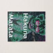 Groene leeuw met roze bril "Hakuna Matata" Art Legpuzzel (Horizontaal)