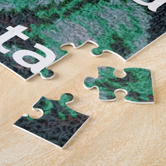 Groene leeuw met roze bril "Hakuna Matata" Art Legpuzzel (Zijkant)