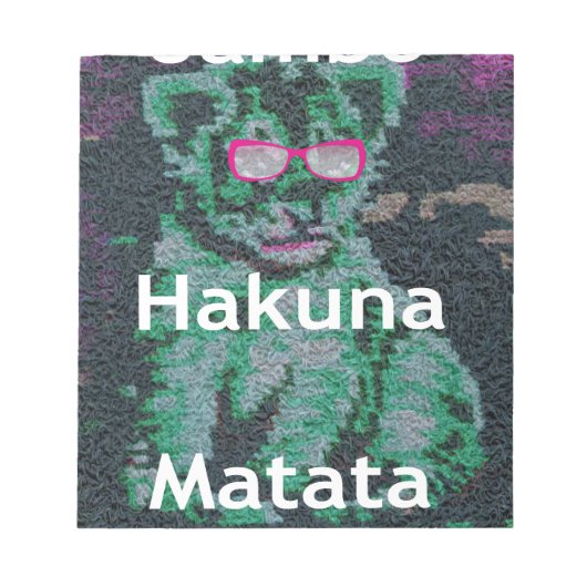 Groene leeuw met roze bril "Hakuna Matata" Art Notitieblok (Voorkant)
