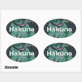 Groene leeuw met roze bril "Hakuna Matata" Art Ovale Sticker (Vel)