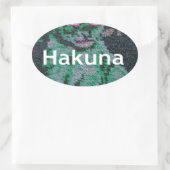 Groene leeuw met roze bril "Hakuna Matata" Art Ovale Sticker (Tas)