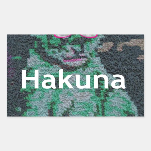 Groene leeuw met roze bril "Hakuna Matata" Art Rechthoekige Sticker (Voorkant)