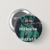 Groene leeuw met roze bril "Hakuna Matata" Art Ronde Button 5,7 Cm (Voorkant /achterkant)