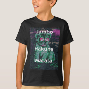 Groene leeuw met roze bril "Hakuna Matata" Art T-shirt