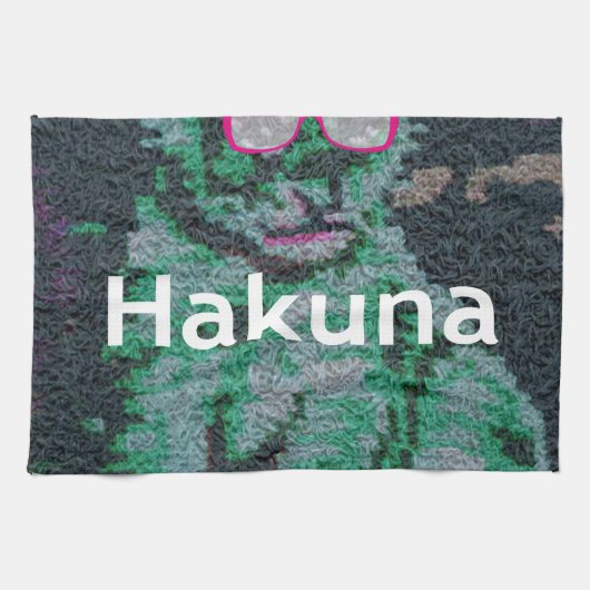 Groene leeuw met roze bril "Hakuna Matata" Art Theedoek (Horizontaal)